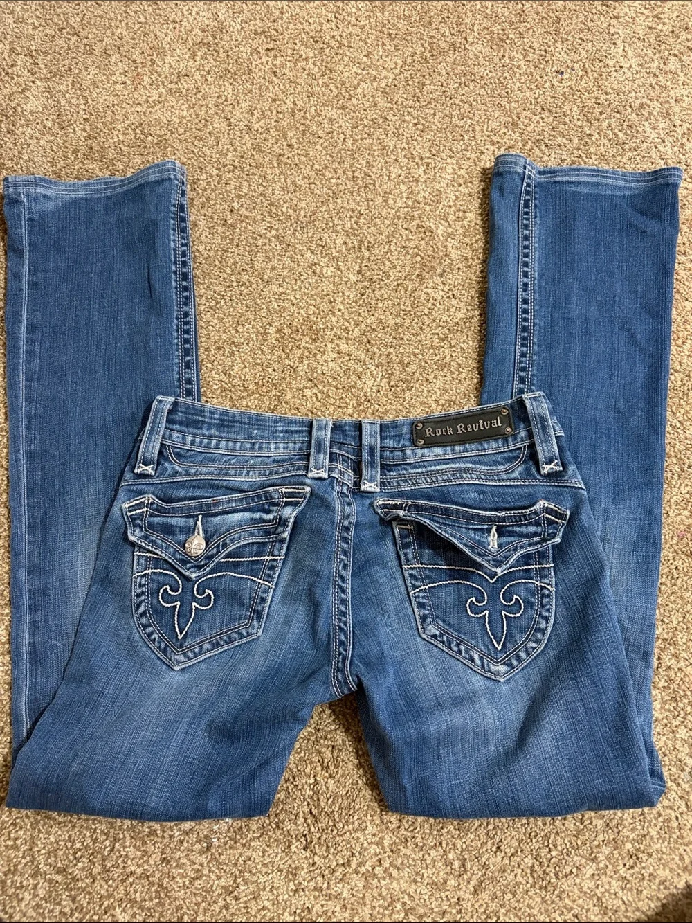 Rock Revival Blue Women's Chrissie Boot cut Jeans with Embroidered Pockets